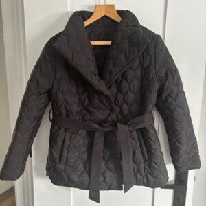 Antonella elegant feather coat with belt